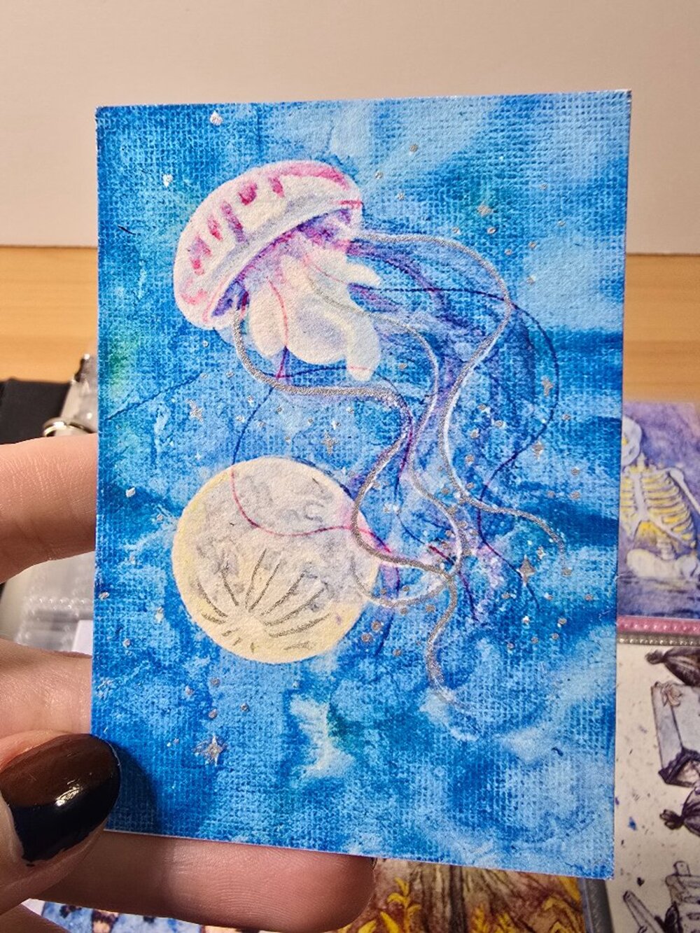 Celestial Jellyfish Mini Art 🪼✨ Cute Fantasy Ocean Print (Signed)